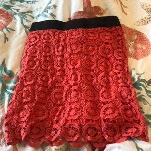 Coral and black Crochet Lace Skirt NWT